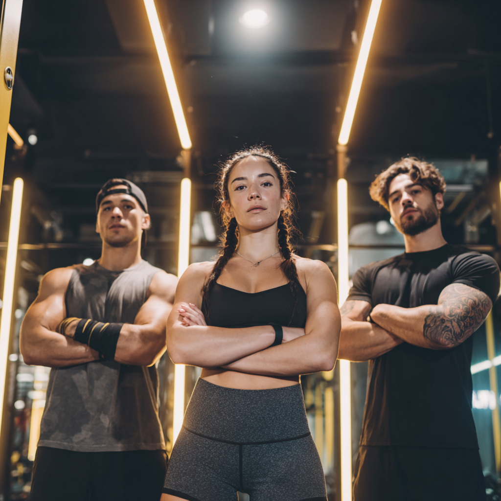 Grup divers de români adulți fericiți în vârsta de 30-60 ani în echipament sportiv casual, celebrând succesul antrenamentului